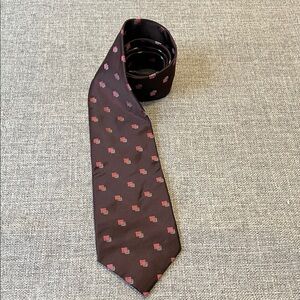 Calvin Klein Tie Men’s Brown with Pink squares 100% silk